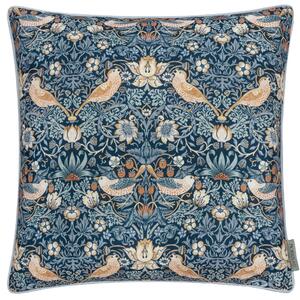 Morris & Co. Strawberry Thief Piped Outdoor 50cm x 50cm Filled Cushion Indigo