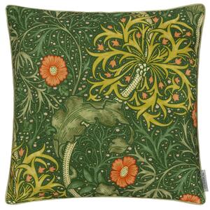 Morris & Co. Seaweed Printed Piped Outdoor 50cm x 50cm Filled Cushion Forest Green