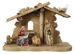 Nativity scene WE with 4 figures and a Tyrolean stable