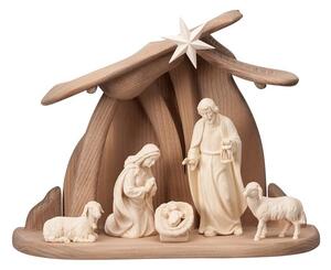 Wooden Nativity scene Holy Family with 6 figures AD