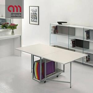 Table Archimede Pezzani with folding chairs' set