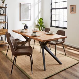 Oadby 6 Seater Rectangular Live Edge Dining Table, Acacia Wood Brown