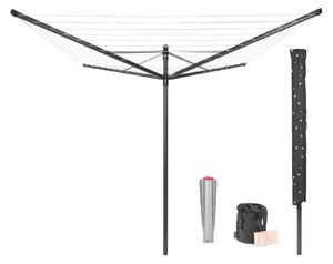 Brabantia Lift-O-Matic 4 Arm Rotary Washing Line With Accessories, 50m Anthracite