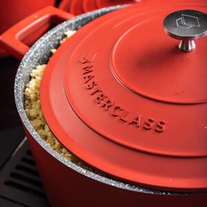 MasterClass Cast Aluminium 24cm Casserole Dish, 4L Red