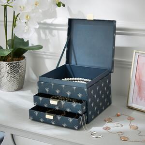 Luxe Palm Paper Jewellery Box Blue