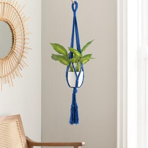 Macrame Single Plant Hanger Blue