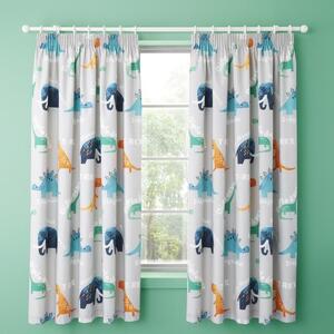 D Is For Dino Ready Made Curtains Blue 66'' x 72''