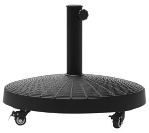 Outsunny Resin Umbrella Base: Wheeled Sunshade Stand with Brakes, 22.7kg Weight for Outdoor Stability, Round Design Aosom UK