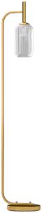HOMCOM Floor Lamp for Living Room with Glass Lampshade, Modern Standing Lamp with Foot Switch for Bedroom, Bulb not Included, Gold Tone Aosom UK