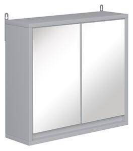 HOMCOM Bathroom Wall Cabinet with Mirror, Adjustable Shelf, Cushioned Door with Quiet Close, for Bathroom or Bedroom Vanity, Grey Aosom UK