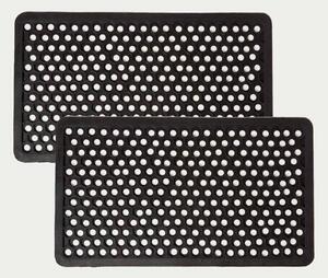 Homescapes Set of 2 Honeycomb Black Rubber Door Mats 75 x 45 cm