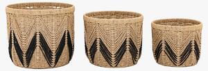 Cesta Baskets in Natural and Black, Set of 3