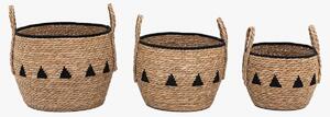 Tejido Baskets in Natural and Black, Set of 3