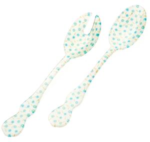 Chic Acrylic Salad Servers with Blue Flower Design 182 mm