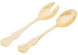 Chic Pearled Ivory Acrylic Salad Servers 182 mm