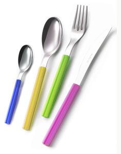 24-Piece Colorful Cutlery Set SKY Includes 6 Knives, 6 Forks, 6 Spoons, 6 Coffee Spoons, 18/0 AISI 430 Nickel Free Stainless Steel (Mixed Colors 24 Pieces) Blue-Yellow-Green-Fuchsia - SKY