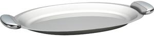 Oval Tray with Handles JOINT EME 41 cm in Polished Stainless Steel, Die-Cast Metal Handles with Polished and Sandblasted Finish
