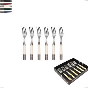 Showcase Pack of 6 Aria Dessert Forks, 18/10 AISI304 Coloured Stainless Steel