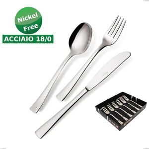 Showcase Pack 6 Pieces Dessert Forks Alfa 18/0 Nickel Free, (Stainless Steel 18/ C) Nickel Free, 2 mm Thickness