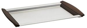 Rectangular Tray ALLURE 23x33 cm in Sandblasted Stainless Steel 18/10 with Weng� Wood Handles