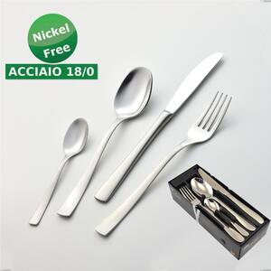 24-Piece Space-Saving Cutlery Set Alfa Satinata 18/0 Nickel Free, Stainless Steel 18/0, 2 mm Thickness