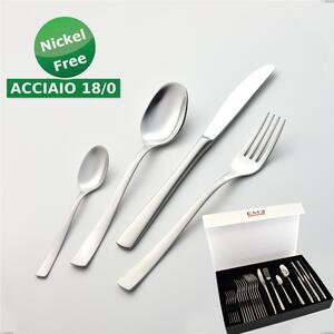 24-Piece Alfa Satinata 18/0 Nickel-Free Cutlery Set, Satin Finish 18/0 Stainless Steel, 2 mm Thickness, Nickel-Free