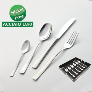 6-Piece Alfa Satinata 18/0 Nickel-Free Cutlery Set, Satin Finish, 18/0 Stainless Steel, Nickel-Free, 2 mm Thickness