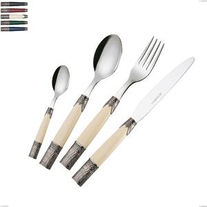Coloured Cutlery Set 4 Pieces One Place Setting ARIA in 18/10 Stainless Steel with Methacrylate Handle Dishwasher Safe
