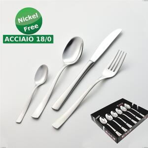 Showcase Pack of 6 Alfa Satinata 18/0 Nickel-Free Cutlery, Stainless Steel 18/0 Nickel Free, 2 mm Thickness