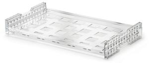 Unbreakable and Stackable Transparent Tray with 45x45 mm Square Holes for Contract Use in Tritan 53x32.5xh7.5 cm, Transparent Colour, named Giravolta