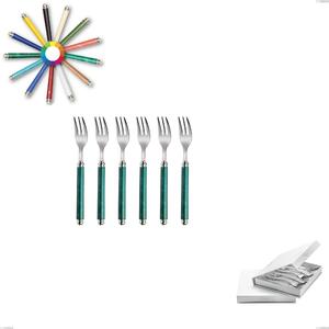 Arcadia 6-piece Dessert Fork Set, Polished 18/10 AISI 304 Stainless Steel with Acrylic Handle and Double Ring