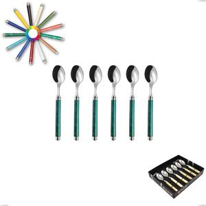 Showcase Pack of 6 Arcadia Coffee Spoons, 18/10 AISI 304 Polished Stainless Steel with Acrylic Handle and Double Ring