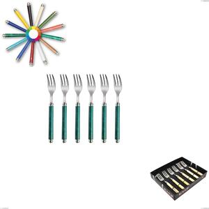 Showcase Pack of 6 Arcadia Dessert Forks, 18/10 AISI 304 Polished Stainless Steel with Acrylic Handle and Double Ring