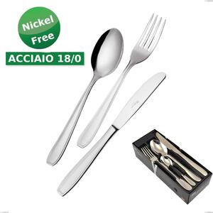 Space-saving 24-piece Cutlery Set Atena 18 Cromo, (Stainless Steel 18/0) Nickel Free, 2 mm Thickness