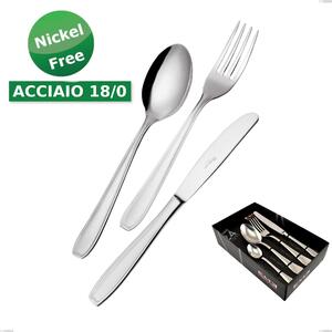 Display Pack of 24 Pieces cutlery set Atena 18 Cromo Economic Knife, (Steel 18/0) Nickel Free, 2 mm Thickness