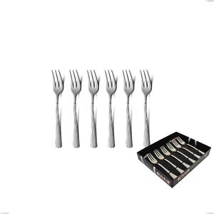 Showcase Pack of 6 Bavaria Dessert Forks, Polished Stainless Steel (Aisi 304) Classic Style