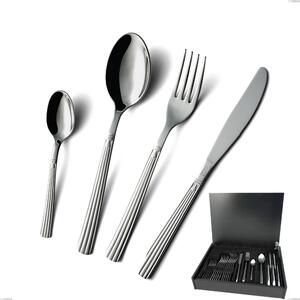 Cutlery set in Wooden Case 24 Pieces Economical Bavaria Knife, Polished Stainless Steel (Aisi 304) Classic Style Name: Bavaria