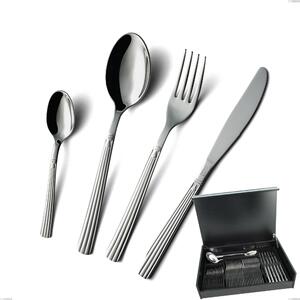 Cutlery set in Wooden Case 51 Pieces Bavaria Economical Knife, Polished Stainless Steel (AISI 304) Classic Style Bavaria Cutlery Set