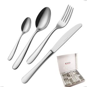 24-Piece Beta Cutlery Set in Case, 18.10 (AISI304), 4mm Thickness, Mirror Polished Stainless Steel Finish