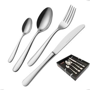 24 Piece Beta Cutlery Set in Display Case, 18.10 (AISI304), 4mm Thickness, Mirror Polished Stainless Finish