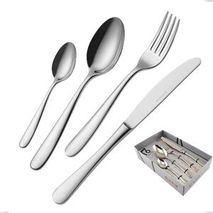 16 Piece Beta Cutlery Set in Showcase Packaging, 18.10 (AISI304), 4mm Thickness, Mirror Polished Stainless Finish