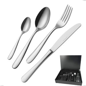 24-Piece Cutlery Set in Wooden Case Beta, 18.10 (AISI304), 4mm Thickness, Mirror Polished Stainless Finish