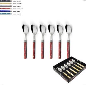 Showcase Pack of 6 Boheme Coffee Spoons, Stainless Steel (Aisi 304) with Engraved Ring Featuring Classic Decor and Silver Finish
