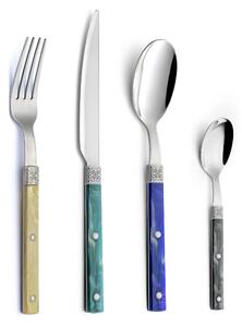 24-Piece BOHEME Colourful Cutlery Set Stainless Steel 18/10 Acrylic Handle 6 Knives 6 Forks 6 Spoons 6 Coffee Spoons (Mixed Colours 24 pieces)