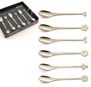 Cappuccino and Fruit Salad CADEAU Teaspoons in 18.10 AISI430 Stainless Steel 126 mm, 6 Pieces Set, ROSE' Glossy in Showcase Packaging EME