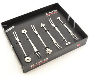 Cadeau 127mm 6-piece 18.10 AISI430 Stainless Steel Party Fork Set in Screen Printed Box EME