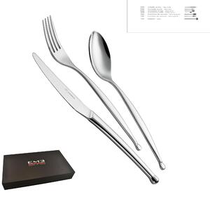 Cutlery Set 51 Pieces 12 Table Settings PUNTO 3 mm in Mirror-polished Stainless Steel 18/10 in Case