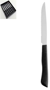 ZAK 230 mm Steak Knife with Acrylic Handle, 18.10 Polished Stainless Steel, Dishwasher Safe, 6 Pieces Cutlery Set