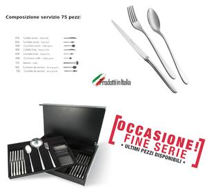 MONICA 75-Piece Cutlery Set in 18/10 Mirror-Polished Stainless Steel with Wooden Case