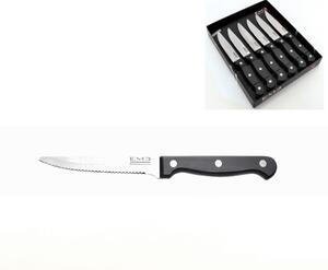 Rodeo Rounded Tip Steak Knife 6-Piece Set in Gift Box, Made of 18/10 Stainless Steel, 217 mm Length, Satin Finish, Very Sharp, Dishwasher Safe, Made in Italy
